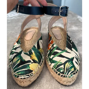 Stuart Weitzman Toga Floral Brocade Espadrille Flats Womens Size 6.5 - Picture 1 of 8