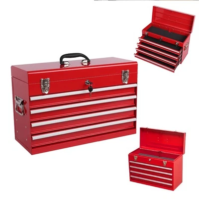 21"Portable Tool Box,4 Drawer&Top Storage Tray,Lockable Metal Tool Chest Cabinet - Image 1 of 4