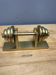 Vintage massive Messing Hantel Gewicht Übung Langhantel Schreibtisch Briefbeschwerer Russ selten - Bild 1 von 15