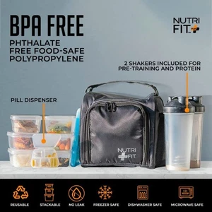 Bolsa de preparación de comidas NUTRIFIT para los 6 recipientes de alimentos y portador de vitaminas negra - Imagen 1 de 1