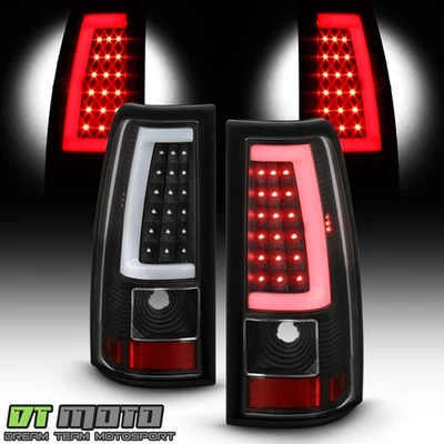 2003-2006 Chevy Silverado 1500 2500 3500 Black Smoked LED Tube Tail Lights Lamps - Imagem 1 de 4