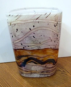 VINTAGE GOZO ART GLASS ARTIST SIGNE "SEASHELL" VASE 8.75 TALL (EZS004001) - Picture 1 of 8