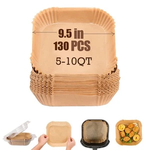9.5 Inch Paper Air Fryer Liners Disposable,130 Pcs Square Air Fryer Paper Lin... - Picture 1 of 7