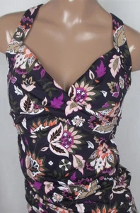 LANDS END Blackberry V-Neck Wrap Tankini Swimsuit Top Womens 8 NEW - Picture 1 of 11