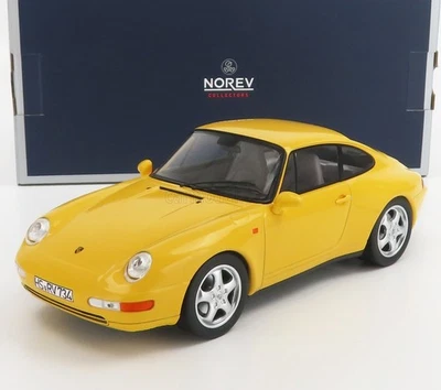MODELLINO AUTO STATICO NOREV PORSCHE 911 993 CARRERA COUPE 1994 GIALLO 1/18 - Immagine 1 di 4
