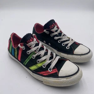 Converse All Star schwarz neon Regenbogen Streifen Turnschuhe Schuhe Damengröße 8 niedrig - Bild 1 von 12