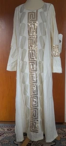 Kleid, Sommerkleid, Kaftan, Galabeya,Abaya ,46 48, Creme Stickerei und Pailetten - Bild 1 von 6