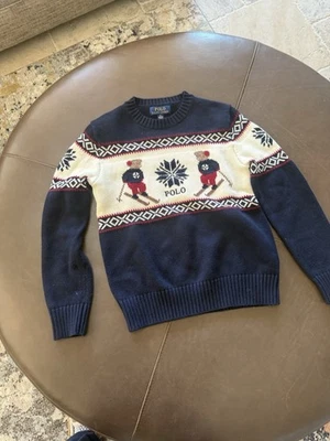 Polo Ralph Lauren Niños Edición Especial Polo Esquí Oso Tejido Suéter - MEDIANO 10/12 Foto 1 de 3