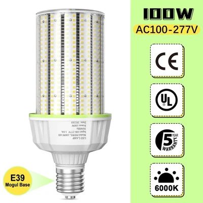 100 Watts LED Corn Light Bulb E39 Base Commercial Warehouse High Bay Lamp 6000K - Image 1 of 4