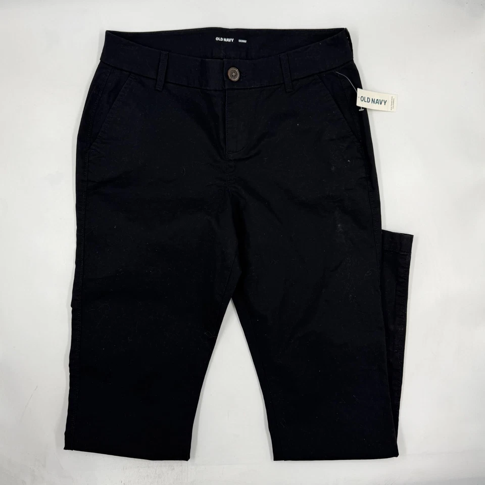 Old Navy Women's Skinny Chino Pants Size 2 Black Cotton Blend Slim Tapered Leg - Image 1 of 4