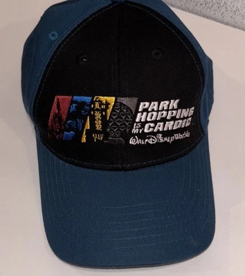 Park hopping My cardio Walt Disney World Gorra Correa Ajustable Azul Negro Sombrero Foto 1 de 4