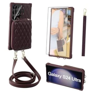 Crossbody Wallet Case Compatible for Samsung Galaxy S24 Ultra 6.8 Burgundy - Picture 1 of 7