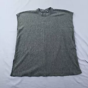 Eileen Fisher Shirt Damen klein grün gewebt Plissee Stehkragen ärmellos Oberteil kastig - Bild 1 von 9