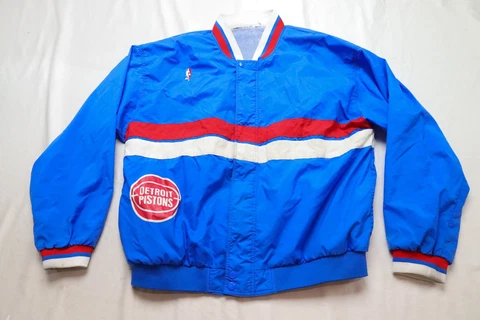 Detroit Pistons Men's Champion NBA Warm Up Jacket LV5 Blue (See Description) Cover