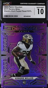 ⚜️[06/13] KENDRE MILLER 2023 Obsidian E/E Purple Flood FOTL #171 CGC GEM MINT 10 - Picture 1 of 2