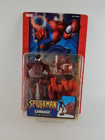 Spiderman CARNAGE Figure w/ Spider Trapping Action NEW ToyBiz 2004 Marvel Comics Cover