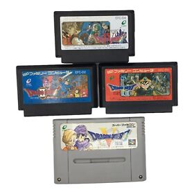 Famicom Dragon Quest 2 3 4 & Super DQ5 Set Of 4 Carts Japanese Lot US Seller