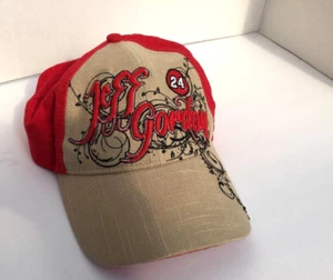 Official Nascar Jeff Gordon Adjustable Baseball Cap Red Tan Sports Headwear Used - Picture 1 of 7