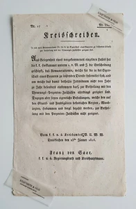 1816 Kreisschreiben Remunerationen Beamte Zuschüsse Traiskirchen Franz Saar - Picture 1 of 2