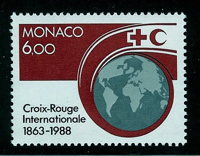 MÓNACO #1634 Cruz Roja 125 Aniversario MNH VF OG Media Luna Roja 1988 Foto 1 de 2