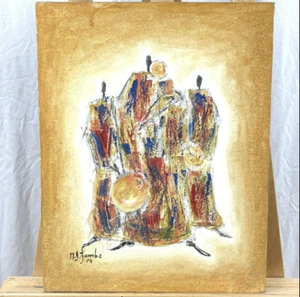N.J. JAMBE African Abstract Maasai Figurative Mixed Media on Canvas - Picture 1 of 4