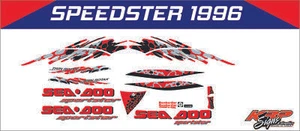 SeaDoo Speedster 1996 Red, Black & Grey Graphics / Decal Replacement Kit - Picture 1 of 1