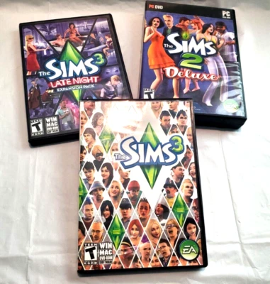 SIMS Bundle 3-Disc Set Sims3 Late Night Expansion Pack, Sims3 & Sims2 Deluxe - Bild 1 von 4