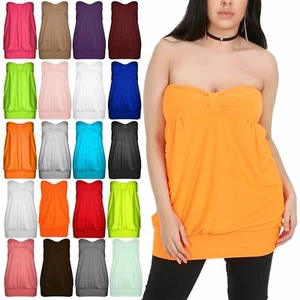 Nuovo top donna donna senza spalline lungo fascia nodo boobtube UK 8-26 - Foto 1 di 15
