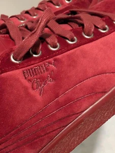 Wow MINT Puma Clyde Red Velvet Velour 10.5 M Sneakers Vintage Style Burgundy Ice - Picture 1 of 22
