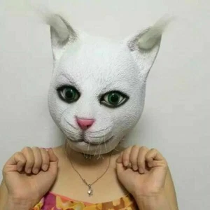 Halloween Masquerade Latex Fancy Cat Head Mask Carnival Party Cosplay Prank Prop - Picture 1 of 5