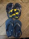 Toddler Flip Flop Sandals Batman pair and Blue Old Navy pair size 7
