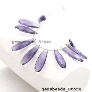 Iolite Top Quality Hydro Quartz Briolette Faceted 30X10MM Beads 10 Pcs - Picture 1 of 8