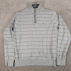 Vineyard Vines Quarter Zip Pullover Striped Sweater Cotton Gray Mens Size S - Picture 1 of 12
