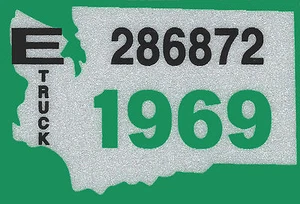 1969 Washington Vinyl Aufkleber Aufkleber-LKW Nummernschild Zulassungs-TAB ETIKETT - Neu - Bild 1 von 3