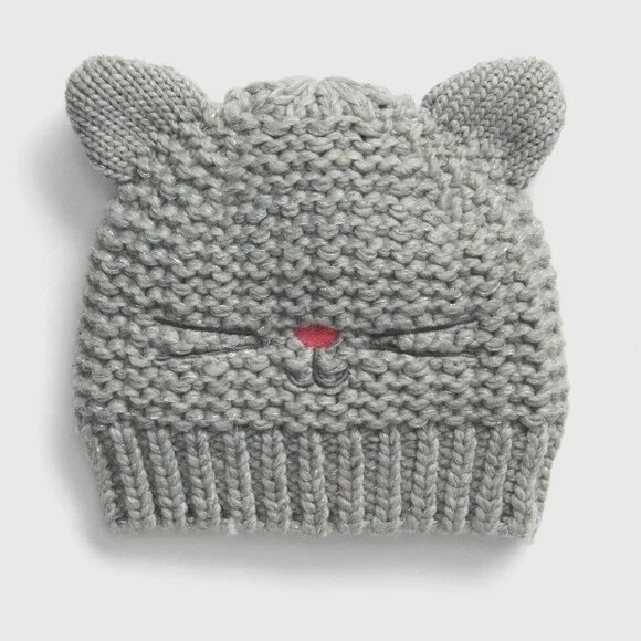 12 18 24 M 2 3 XS S BEBÉ GAP Gris Tejido GATITO GATO Suéter Sombrero Niño NIÑOS NUEVO CON ETIQUETAS  Foto 1 de 1