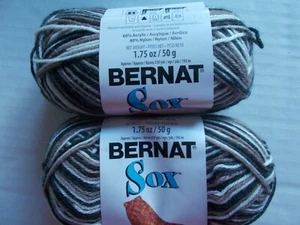 Bernat Sox acrylic/nylon sock yarn , Newsprint, lot of 2 (210 yds each) - Picture 1 of 2