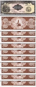 Philippines 10 Pesos, 1949, UNC, 10 Pcs LOT, P-136e, Sign 5, Prefix EB - Picture 1 of 5