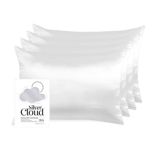Paquete de 4 fundas de almohada plateadas satinadas Silver Cloud - Imagen 1 de 8