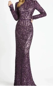 #408 Mc Duggal Sequined High Neck Long Sleeves Dress Size 4 - Picture 1 of 8