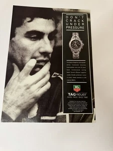 Original 1993 Tag Heuer Ayrton Senna Magazine Advert Wall Art Man Cave Formula 1 - Picture 1 of 1