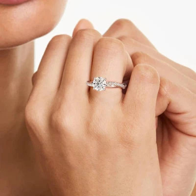 Engagement Ring 14K White Gold 1.30 Ct Round Cut IGI Lab Grown Diamond  - Image 1 of 4