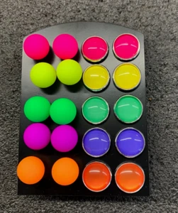 SPECIAL OFFER.10 pairs of very bright /neon 12 mm wide acrylic/glass studs - Picture 1 of 16