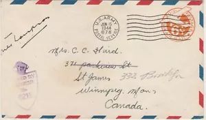 USA Rare Army Airmail Letter 6c. WWII Censored & Tied CD U.S.ARMY SERVICE 1944 - Picture 1 of 3