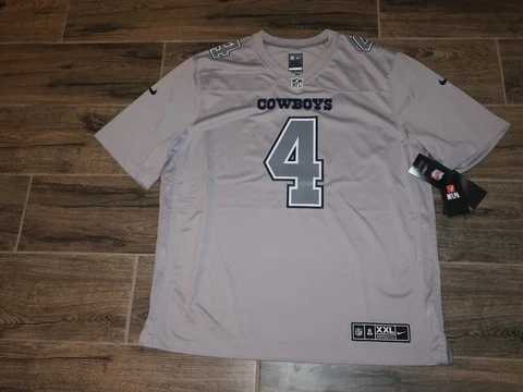 NWT Dak Prescott Dallas Cowboys NFL Football Jersey Nike Authentic XXL Gray Rare Cover