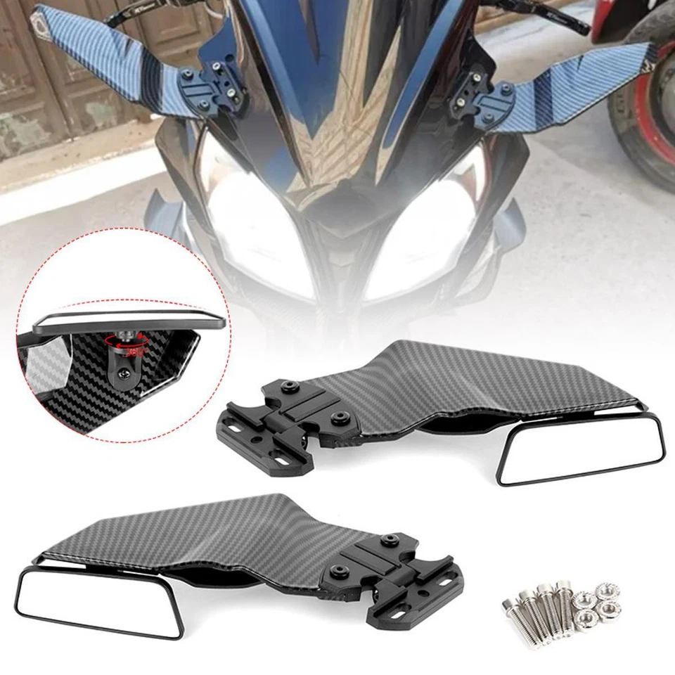 Espejos retrovisores laterales completos de fibra de carbono para Yamaha YZF R1 R3 R6 Foto 1 de 4