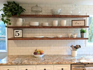Floating shelf , 1.5in thick solid reclaimed wood from 1900s barns USA hand made - Picture 1 of 40