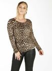 Womens Ladies Long Sleeve Stretch Printed Round Scoop Neck T Shirt Top assorted 