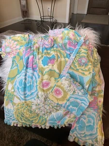 Le’ Za Me VGUC Boutique Girl’s Bold Agua & Floral Pants Set 6x - Picture 1 of 4