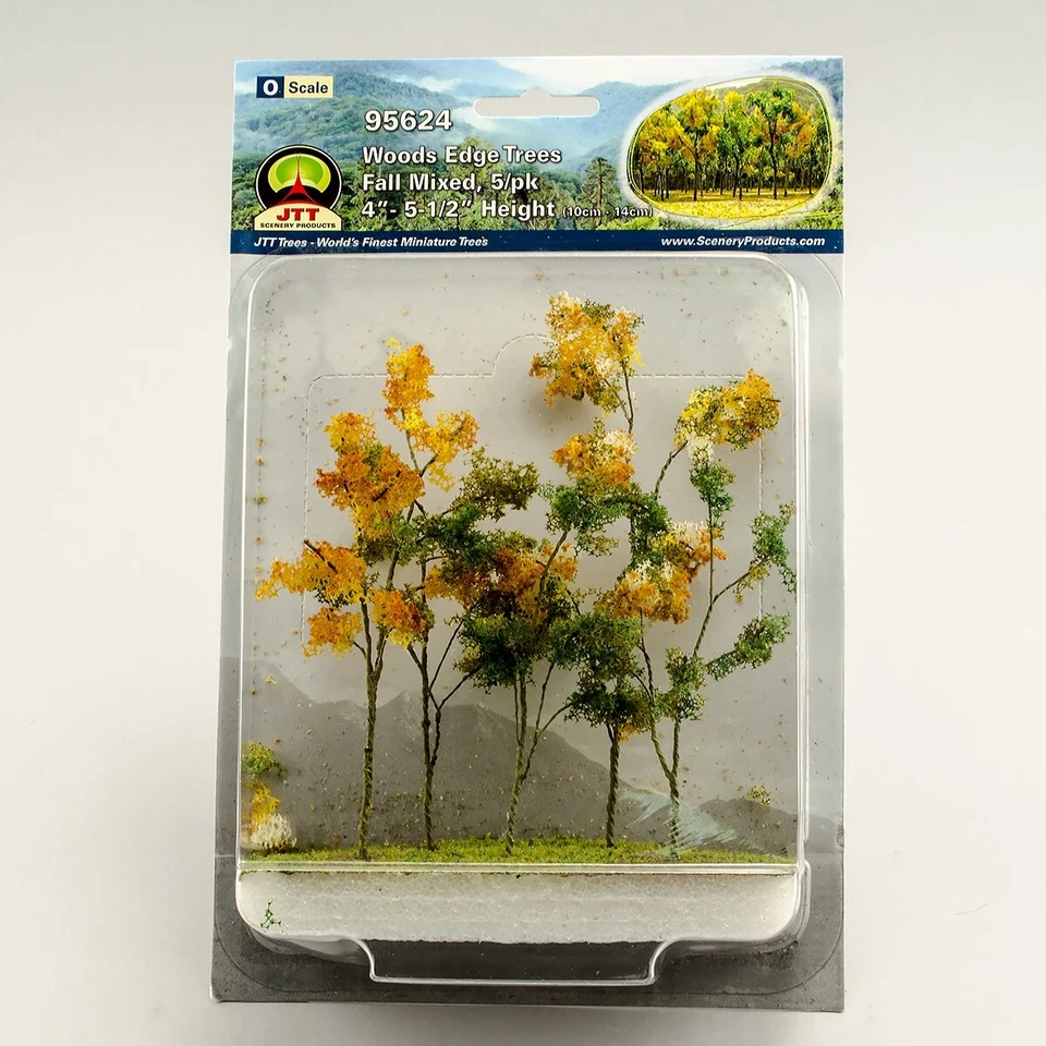 JTT Scenery 95624 Woods Edge trees | O scale | Fall Mixed | 4" to 5.5" | 5 pack - Image 1 of 1