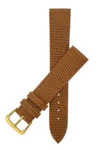 Tan Brown Lizard Grain Leather Watch Strap 10mm to 22mm With FREE Fitting Pins - Picture 1 of 4